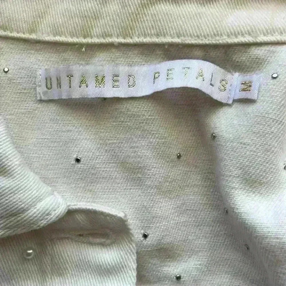 Untamed Petals Pearl Posy White Denim Jacket For Mrs. - Picture 13 of 14